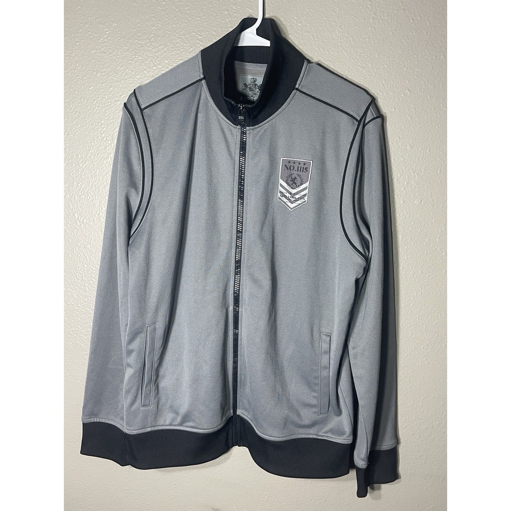 Express Black Dragon Athletic Zip Jacket 05/10 Black Gray No.1115 Mens Large C1